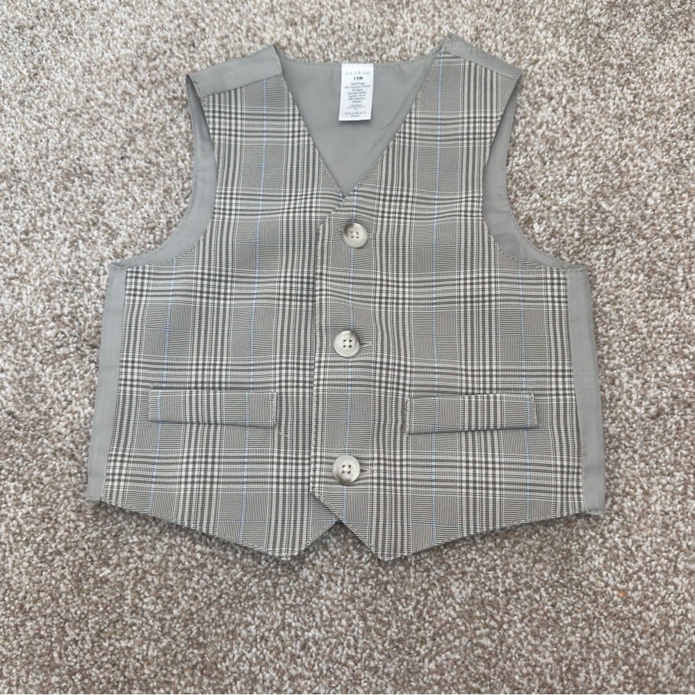 GEORGE Baby Boy Dress Plaid Tuxedo/ Suit Vest and Pants Set 12M 0020 - Picture 4 of 11